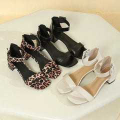 Women's Shoes 2025 Buckle Women's Sandals Fashion Peep Toe Daily Sandals Women Summer Plus Size Solid Heeled Sandals