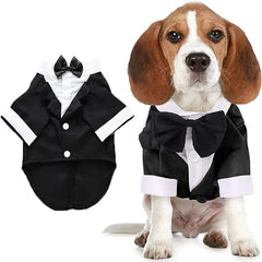 Dog Tuxedo Suit – Formal Wedding Party Outfit with Bow Tie for Dogs & Cats