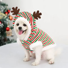 Christmas Dog Hoodie – Warm Winter Elk & Santa Pet Costume for Small & Medium Dogs