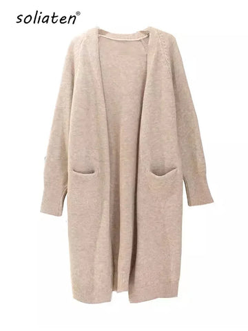 Women’s Loose Knit Cardigan Sweater with Pockets