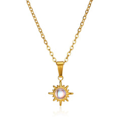 Stainless Steel Sunflower Pendant Necklace for Women