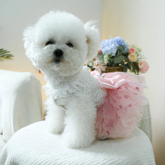 1PC Pet Clothing Spring and Autumn Pink Heart Puff Skirt Wedding Dress Princess Dress Suitable for Small and Medium sized Dogs
