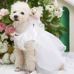 White Dog Wedding Dress 👑 Luxury Bridal Outfit for Small Dogs