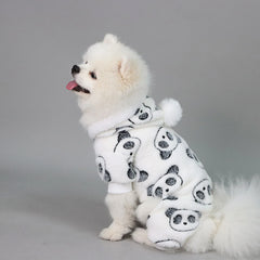 Panda Plush Dog Pajamas – Warm Fleece Winter Onesie for Small Dogs & Puppies