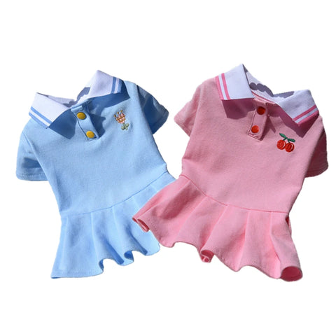 Cute Polo Dog Dress 👗 Pleated Summer Outfit for Small Dogs & Cats