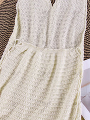 Knit Halter V-Neck Mini Dress – Side Cross Straps Beach Cover-Up (2025)