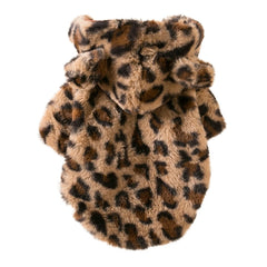 Leopard Fleece Dog Hoodie – Warm Winter Coat for Small Dogs & French Bulldogs