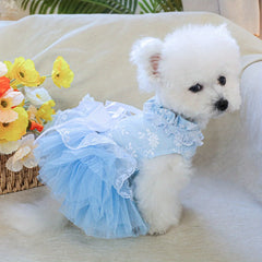 Sky Blue Waltz Pet Dress – Summer Wedding Princess Outfit for Dogs & Cats