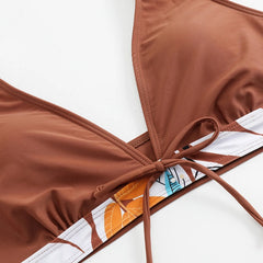 High-Waist Plant Print Bikini Set – Women’s Two-Piece Swimsuit