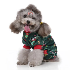 Christmas Winter Dog Pajamas – Warm Pet Clothes for Small Dogs & Cats