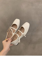 Retro Mary Jane Shoes – Glossy Medium Heel Comfort Ballet Pumps