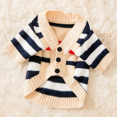 Striped Dog Cardigan – Luxury Sweater for Small Dogs & Cats