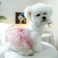 1PC Pet Clothing Spring and Autumn Pink Heart Puff Skirt Wedding Dress Princess Dress Suitable for Small and Medium sized Dogs