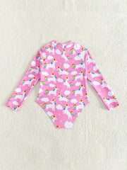 Girls 2-Piece Long-Sleeve Swimsuit Set – Sunblock Bathing Suit for Kids 3–8Y