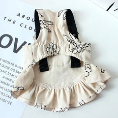 Rabbit Print Dog Dress 🐰 Cute Sling Jumpsuit Outfit for Pets