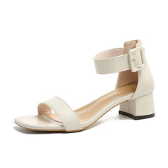 Women's Shoes 2025 Buckle Women's Sandals Fashion Peep Toe Daily Sandals Women Summer Plus Size Solid Heeled Sandals