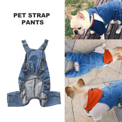 Dog Denim Jumpsuit – Cotton Puppy Outfit for Small & Medium Dogs & Cats