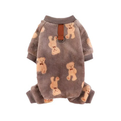 Winter Warm Fleece Dog Jumpsuit – Plush Pajamas for Small Dogs  Description: