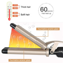 3-in-1 Reversible Triple Barrel Hair Waver – Deep & Small Wave Curling Iron