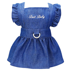 Luxury Princess Dog Dress 👑 Tutu & Denim Skirt Outfit for Small Dogs