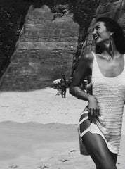 Sexy Knit Striped Side Cut-Out Mini Beach Dress – Women’s Swimsuit Cover-Up