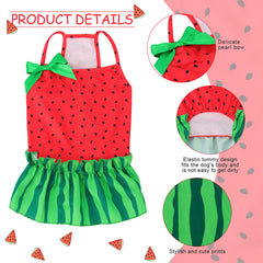 Summer Dog Dress with Bow 🍉 Cute Watermelon Skirt for Small Dogs & Cats 🐾  ✨ Description (Bullet Points)