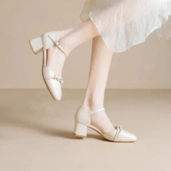 Pearl Heels – Elegant Ankle Strap Dress Shoes (2025)