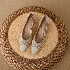 Women's high heels knitted breathable square heel beautiful princess non slip rubber sole comfortable shoes 2024 new model