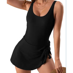 Ruffle Bandage One-Piece Swimsuit – Women’s Sexy Low-Cut Swim Dress