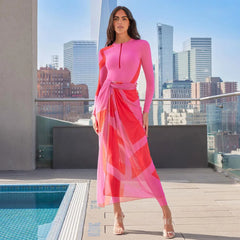 SEAURAL Vintage Print Long-Sleeve Swimsuit Set – Women’s Surfwear 2025