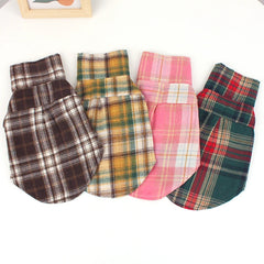 Summer Plaid Pet Shirt – Cotton Vest for Small Dogs