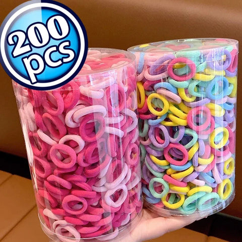 100/200PCS Colorful Nylon Elastic Hair Bands for Girls & Women