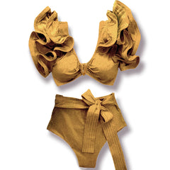 2025 Floral Ruffle Bandage Bikini Set – Women’s Push-Up Two-Piece Swimsuit