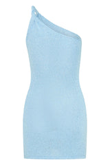 Sexy One-Shoulder Knit Halter Mini Beach Dress – Women’s Chic Swimsuit Cover-Up