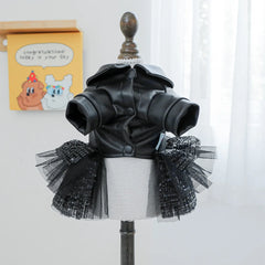 Luxury Black Leather Dog Coat 🖤 Waterproof Autumn/Winter Outfit for Small Pets