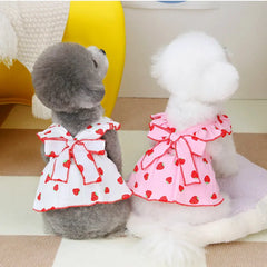 Strawberry Dog Dress 🍓 Cute Summer Outfit with Bow for Small Dogs & Cats