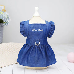 Luxury Princess Dog Dress 👑 Tutu & Denim Skirt Outfit for Small Dogs