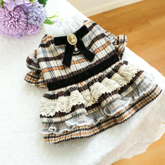 Luxury Princess Dog Dress 👑 Fancy Autumn/Winter Outfit for Small Dogs