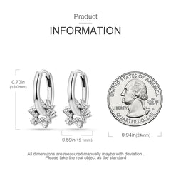 925 Silver Hoop Earrings for Women – Zircon Heart & Star Drops