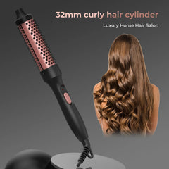 32mm PTC Heated Curling Brush – Anti-Scald Thermal Volumizing Hair Styler