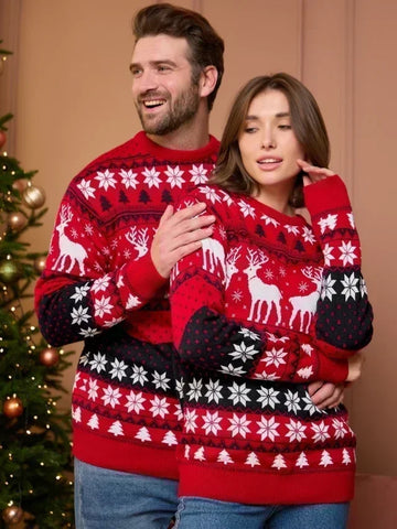 2025 New Women Men Kids Christmas Sweaters Casual Soft Jumpers Warm Thicken Matching Outfits Pullover Knitwear Xmas Family Look