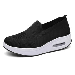 Women's Casual Slip on Sneakers Breathable Flying Woven Mesh Upper Jogging Shoes for Walking Biking Driving