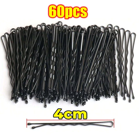 60/600pcs Black Hairpins – U-Shaped & Straight Styling Clips