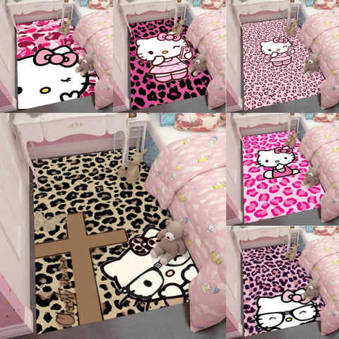 Hello Kitty Red Leopard Floor Rug – Cute Bedroom & Living Room Mat
