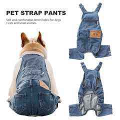Dog Denim Jumpsuit – Cotton Puppy Outfit for Small & Medium Dogs & Cats