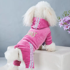 Soft Velvet Dog Clothes – Warm Winter Hoodie Jumpsuit for Small Dogs & Cats