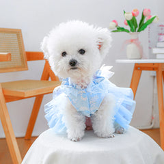 Sky Blue Waltz Pet Dress – Summer Wedding Princess Outfit for Dogs & Cats