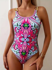 Retro Printed Push-Up One-Piece Swimsuit – Women’s 2025 Sexy Vintage Swimwear