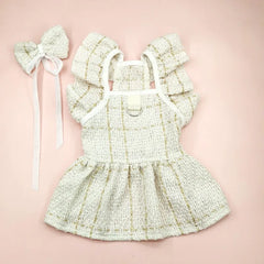 Luxury Pink Winter Dog Dress 🎀 Thick Princess Outfit with Backpack for Pets