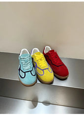 AUTUSPIN 5 Colors Women Flats Sneakers Four Season Leisure Shoes Cow Suede Leather Ladies Skateboarding Shoes Outdoor Size 35-40